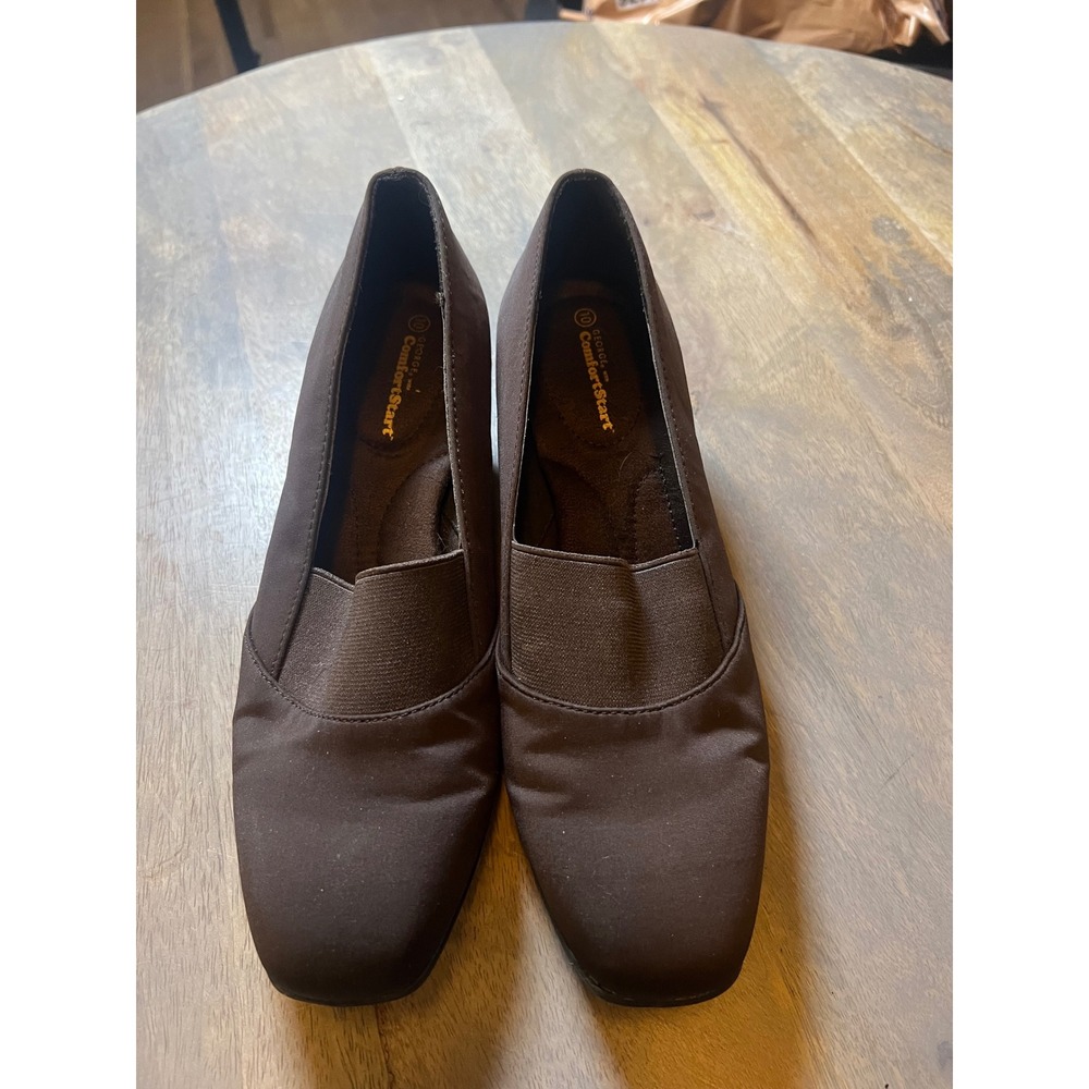 George Womens Wedge Pumps ComfortStart Elastic Gore Brown‎ Size 10